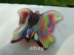Fenton Vintage Plum Opalescent & Iridized HP Butterfly Rare HTF