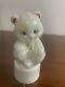 Fenton White Carnival? Opalescent? Sitting Bear Hand Painted Gold Roses Signed
