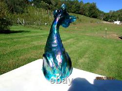 Fenton Winking Alley Cat 11 Iridescent Carnival Glass Green/Blue ON SALE