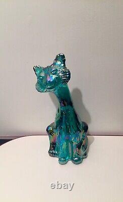 Fenton Winking Alley Cat Figurine 11 Iridescent Carnival Glass