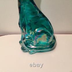 Fenton Winking Alley Cat Figurine 11 Iridescent Carnival Glass