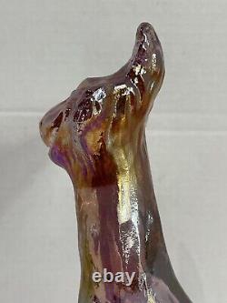 Fenton Winking Alley Cat Pink 11 Iridescent Carnival Glass Gorgeous Midcentury