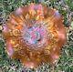 GOOD LUCK with Pink Irid TonesRibbed Back Marigold Ruffled Bowl Northwood c1908