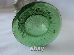 Green Iridescent Northwood Tree Trunk Hobnail Swung 10 Vase Carnival Glass
