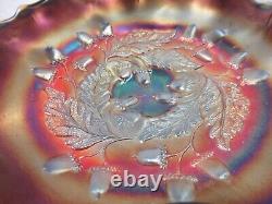 HTF 1920s FENTON ACORN RED CARNIVAL GLASS RUFFLED EDGE 7 ½ IRIDESCENT BOWL Exc