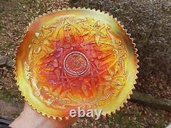 HTF Northwood Marigold Tri-Corner WISHBONE RUFFLES & RINGS Carnival Glass Bowl