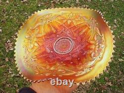 HTF Northwood Marigold Tri-Corner WISHBONE RUFFLES & RINGS Carnival Glass Bowl