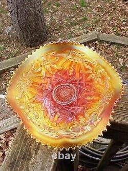 HTF Northwood Marigold Tri-Corner WISHBONE RUFFLES & RINGS Carnival Glass Bowl