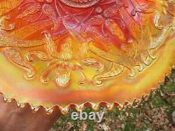 HTF Northwood Marigold Tri-Corner WISHBONE RUFFLES & RINGS Carnival Glass Bowl