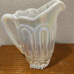 HTF Weishar Moon and Star French Opalescent Iridized Pitcher Carnival Glass