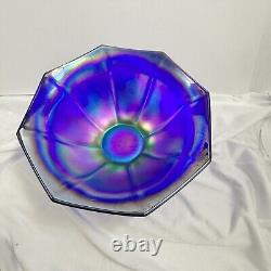 Hard to find RARE Imperial Carnival Glass Bowl Cobalt Electric Aurora Flute