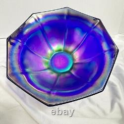 Hard to find RARE Imperial Carnival Glass Bowl Cobalt Electric Aurora Flute