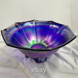 Hard to find RARE Imperial Carnival Glass Bowl Cobalt Electric Aurora Flute