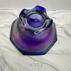 Hard to find RARE Imperial Carnival Glass Bowl Cobalt Electric Aurora Flute