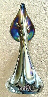 Hat Herb A Thomas Signed Iridescent Purple Jack In The Pulpit Art Glass Vase