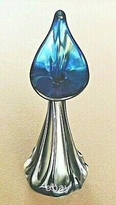 Hat Herb A Thomas Signed Iridescent Purple Jack In The Pulpit Art Glass Vase