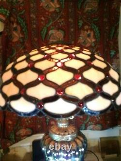 Hurricane Lamp Carnival Glass Base. Free Shipping Top Stained Glass