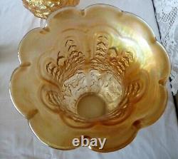 IMPERIAL CARNIVAL GLASS POPPY SHOW VASES #488 Iridescent Pastel Marigold