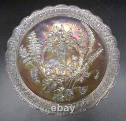 IMPERIAL Carnival Glass NUART CHRYSANTHEMUM Marigold RIBBED 10 Plate AS IS