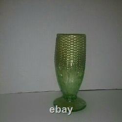 Ice Light Lime Green Iridescent Carnival Glass Corn Vase Stalk Base Northwood