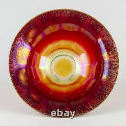 Imperial Amberina Stretch Glass Bowl, Antique Red Carnival Optic 656 Flared 9.5