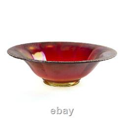 Imperial Amberina Stretch Glass Bowl, Antique Red Carnival Optic 656 Flared 9.5