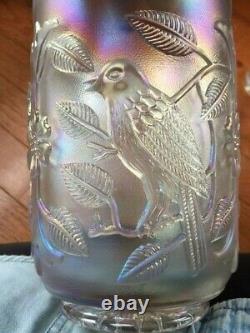 Imperial Carnival Glass Bird Pitcher Iridescent White Lovely Lemonade Set 6 cups