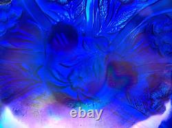 Imperial Carnival Glass Everglade 3 Toed Bowl Aurora Borealis Blue Iridescent