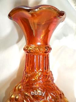 Imperial Carnival Glass Grape & Leaves Marigold Iridescent Vase