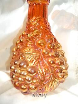 Imperial Carnival Glass Grape & Leaves Marigold Iridescent Vase