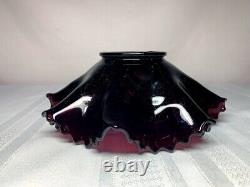 Imperial, Embossed Scroll Purple Ruffled Bowl, Electric Iridescence, Excellent