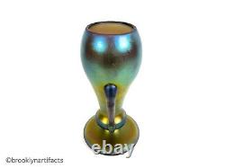 Imperial Free Hand Art Glass Handled Vase #10 Iridescent Carnival / Lustre