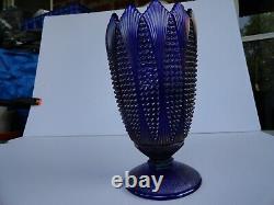 Imperial Glass 9 1/2 inch Corn Vase Blue Iridescent vase