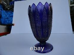 Imperial Glass 9 1/2 inch Corn Vase Blue Iridescent vase