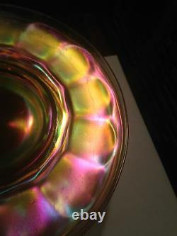 Imperial Glass Amber Carnival Iridescent Stretch Plate Set of 6 Wide Panel