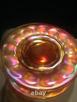 Imperial Glass Amber Carnival Iridescent Stretch Plate Set of 6 Wide Panel