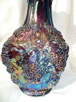 Imperial Glass Ohio Loganberry Carnival Glass Vase Purple Amethyst