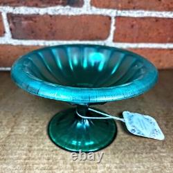 Imperial Glass Rolled Edge Stretch Iridescent Carnival Compote Ice Green Rayed