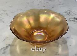 Imperial Jewels Pearl Ruby Iridescent Stretch Carnival Art Glass Bowl Iron Cross