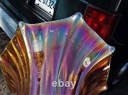 Imperial Morning Glory Radium Marigold Carnival Glass FUNERAL VASE 9¼ FLARE TOP