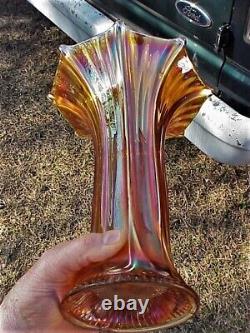 Imperial Morning Glory Radium Marigold Carnival Glass FUNERAL VASE 9¼ FLARE TOP