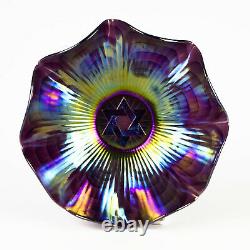 Imperial Star of David Amethyst Carnival Bowl, Antique c. 1910 Electric Color 9