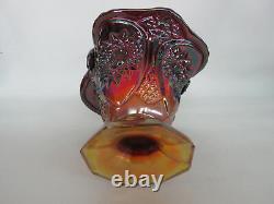 Indiana Carnival Glass Heirloom Red Sunset Iridescent Bridal Basket Vase 351B