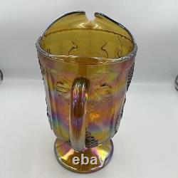 Indiana Carnival Glass Iridescent Gold Jug/pitcher X6 Goblet/glass & Oval Bowl