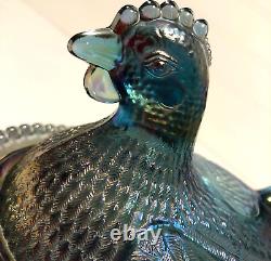 Indiana Glass Co. Hen on Nest with Box #2891 Vintage Iridescent Carnival Glass