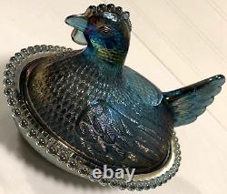 Indiana Glass Co. Hen on Nest with Box #2891 Vintage Iridescent Carnival Glass