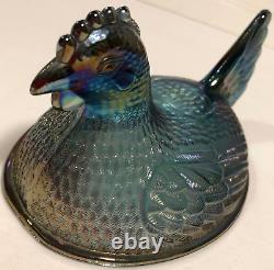 Indiana Glass Co. Hen on Nest with Box #2891 Vintage Iridescent Carnival Glass