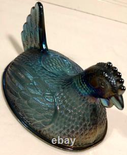 Indiana Glass Co. Hen on Nest with Box #2891 Vintage Iridescent Carnival Glass