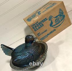 Indiana Glass Co. Hen on Nest with Box #2891 Vintage Iridescent Carnival Glass