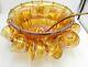 Indiana Glass Gold Carnival Iridescent Harvest Grape Punch Bowl Set 12 C&H Ladle